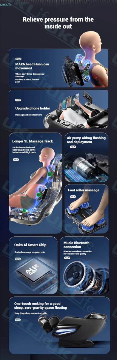 4D Jade Shiatsu Zero Gravity Massage Chair With Bluetooth - KEMPELEN - Sleep Galleria