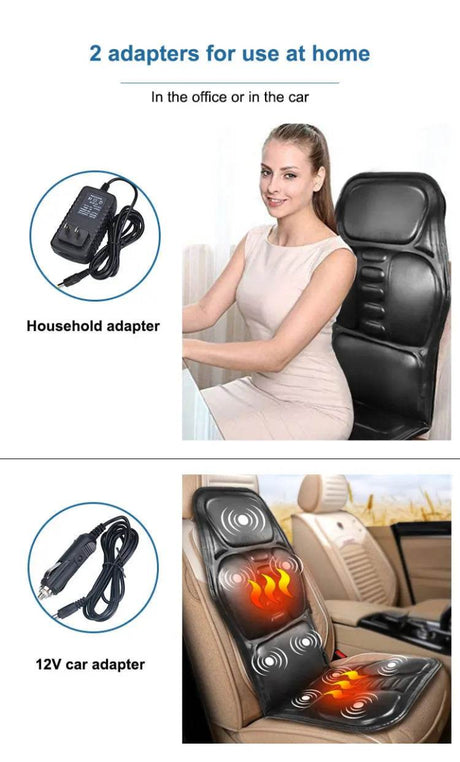 Electric Heated Vibrating PU Leather Back Massager Cushion - KLASVSA - Sleep Galleria