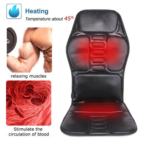 Electric Heated Vibrating PU Leather Back Massager Cushion - KLASVSA - Sleep Galleria