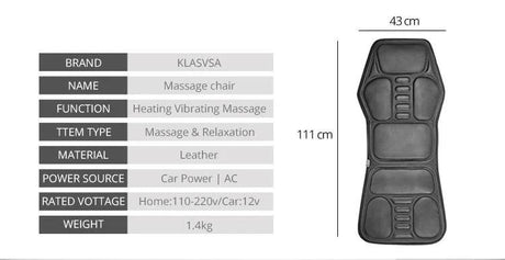 Electric Heated Vibrating PU Leather Back Massager Cushion - KLASVSA - Sleep Galleria