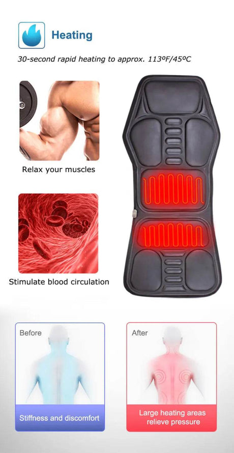 Electric Heated Vibrating PU Leather Back Massager Cushion - KLASVSA - Sleep Galleria
