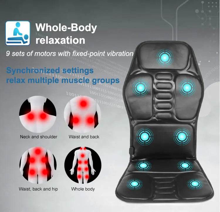Electric Heated Vibrating PU Leather Back Massager Cushion - KLASVSA - Sleep Galleria
