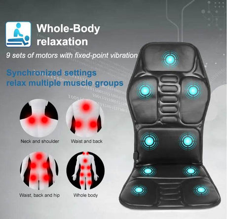 Electric Heated Vibrating PU Leather Back Massager Cushion - KLASVSA - Sleep Galleria