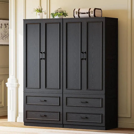 Freestanding Wooden Wardrobe Armoire With Doors Drawers - LIKIMIO - Sleep Galleria
