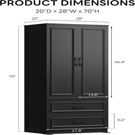 Freestanding Wooden Wardrobe Armoire With Doors Drawers - LIKIMIO - Sleep Galleria