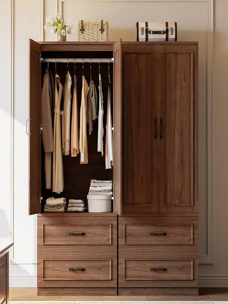 Freestanding Wooden Wardrobe Armoire With Doors Drawers - LIKIMIO - Sleep Galleria