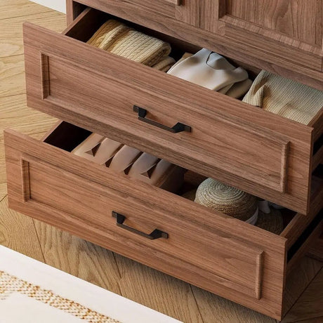 Freestanding Wooden Wardrobe Armoire With Doors Drawers - LIKIMIO - Sleep Galleria