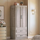 Freestanding Wooden Wardrobe Armoire With Doors Drawers - LIKIMIO - Sleep Galleria