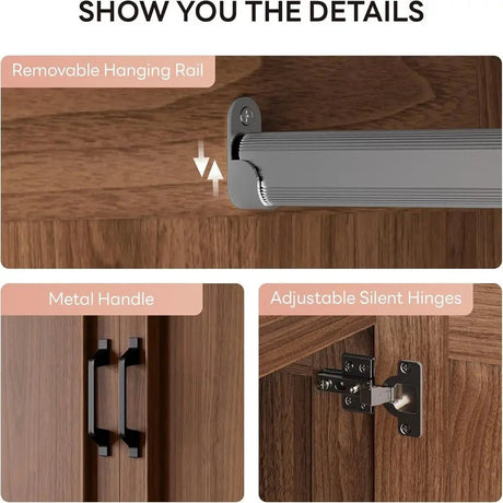 Freestanding Wooden Wardrobe Armoire With Doors Drawers - LIKIMIO - Sleep Galleria