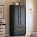 Freestanding Wooden Wardrobe Armoire With Doors Drawers - LIKIMIO - Sleep Galleria
