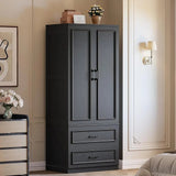 Freestanding Wooden Wardrobe Armoire With Doors Drawers - LIKIMIO - Sleep Galleria