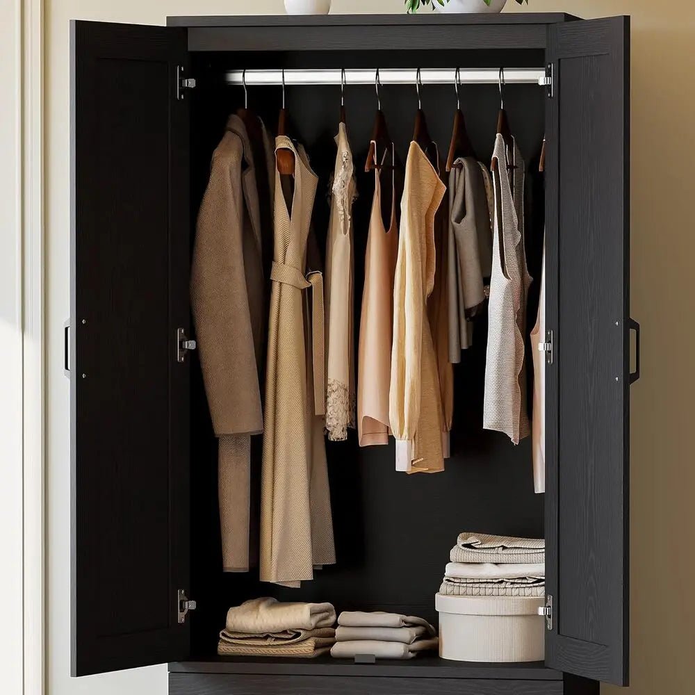 Freestanding Wooden Wardrobe Armoire With Doors Drawers - LIKIMIO - Sleep Galleria