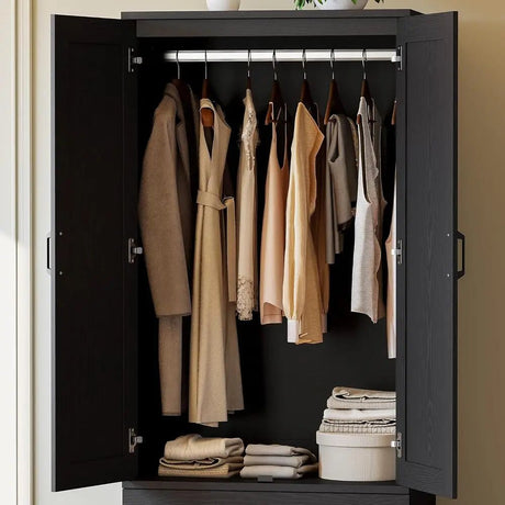 Freestanding Wooden Wardrobe Armoire With Doors Drawers - LIKIMIO - Sleep Galleria