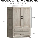 Freestanding Wooden Wardrobe Armoire With Doors Drawers - LIKIMIO - Sleep Galleria