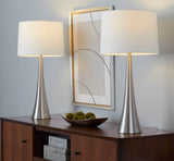 Set Of 2 Contemporary Brushed Nickel Linen Table Lamps - LumiSource - Sleep Galleria