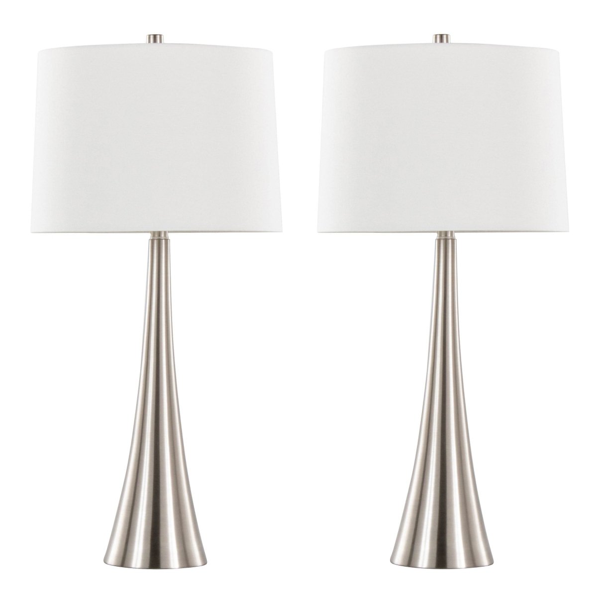 Set Of 2 Contemporary Brushed Nickel Linen Table Lamps - LumiSource - Sleep Galleria