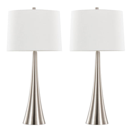 Set Of 2 Contemporary Brushed Nickel Linen Table Lamps - LumiSource - Sleep Galleria