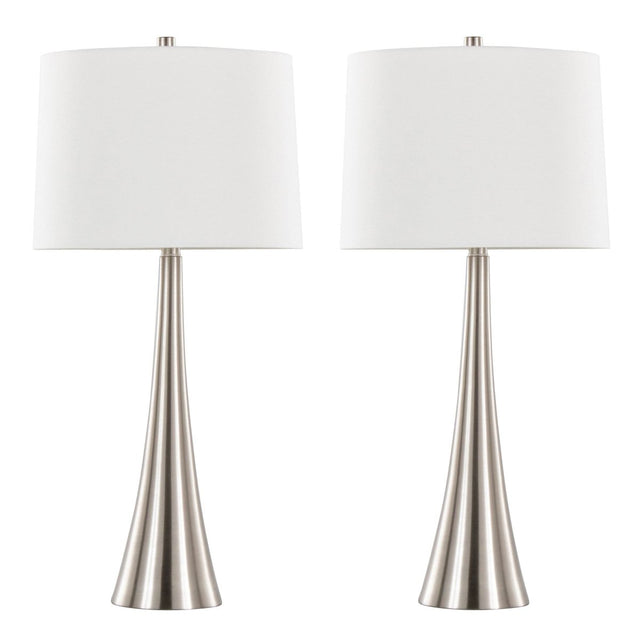 Set Of 2 Contemporary Brushed Nickel Linen Table Lamps - LumiSource - Sleep Galleria
