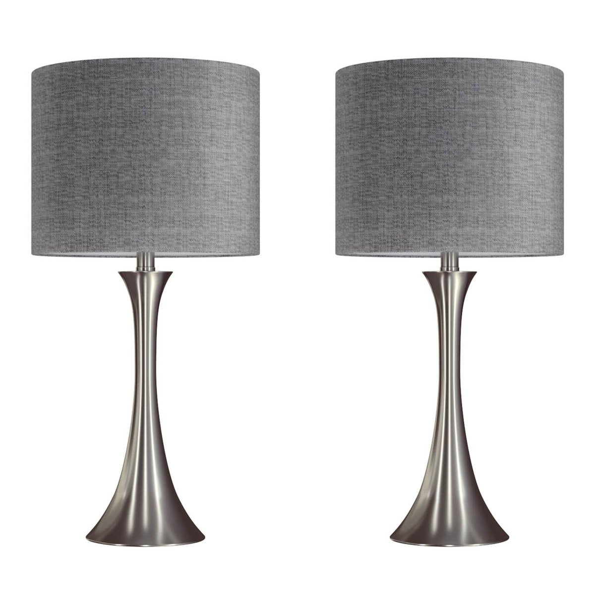 Set of 2 Contemporary Brushed Nickel Metal Table Lamps - LumiSource - Sleep Galleria
