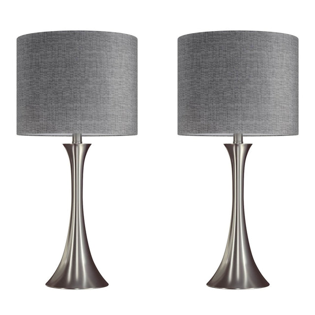 Set of 2 Contemporary Brushed Nickel Metal Table Lamps - LumiSource - Sleep Galleria