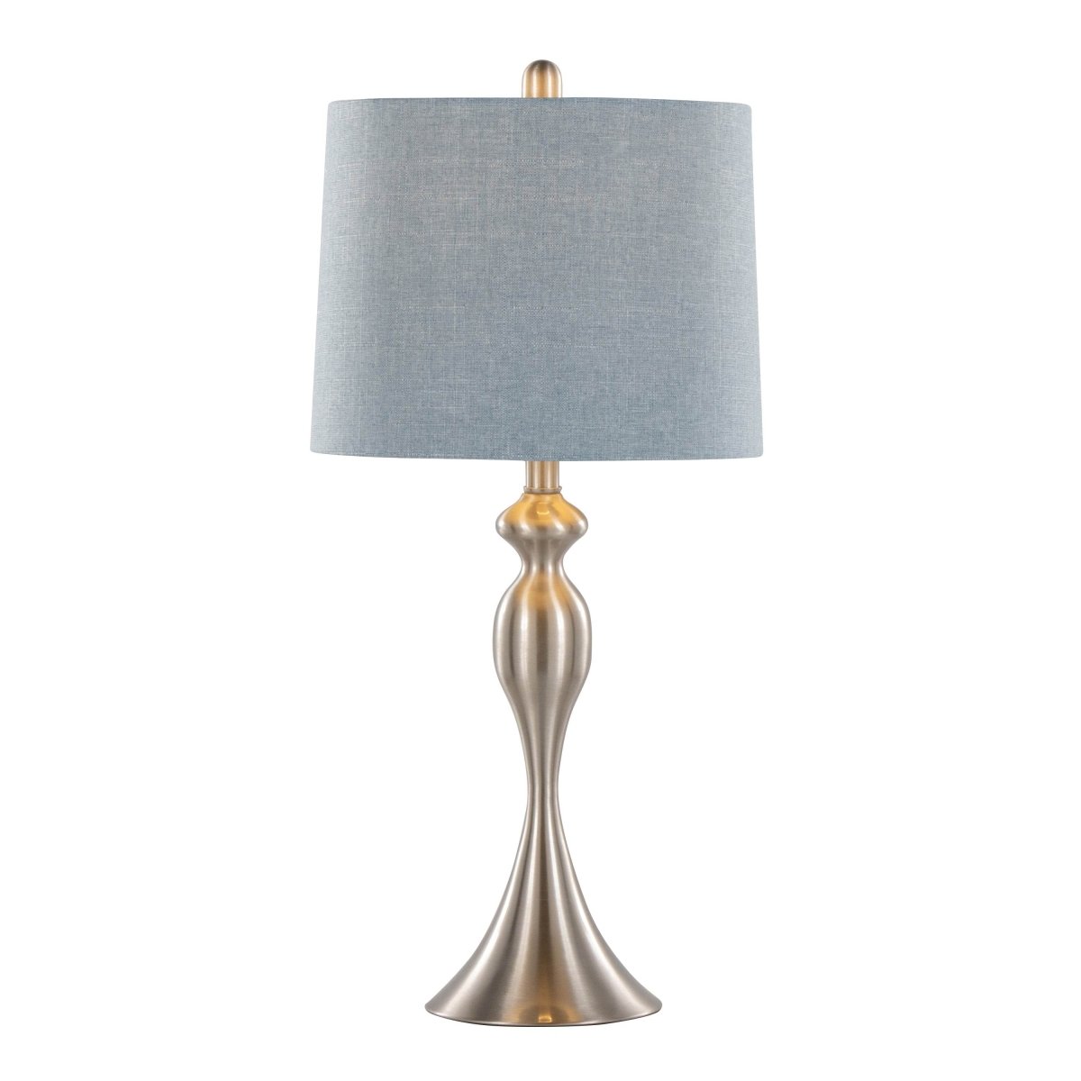 Set Of 2 Contemporary Brushed Nickel Table Lamps With Linen Shade - LumiSource - Sleep Galleria