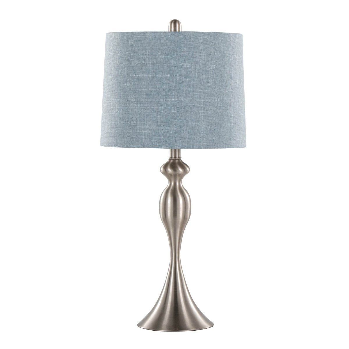 Set Of 2 Contemporary Brushed Nickel Table Lamps With Linen Shade - LumiSource - Sleep Galleria