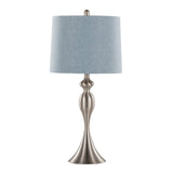 Set Of 2 Contemporary Brushed Nickel Table Lamps With Linen Shade - LumiSource - Sleep Galleria