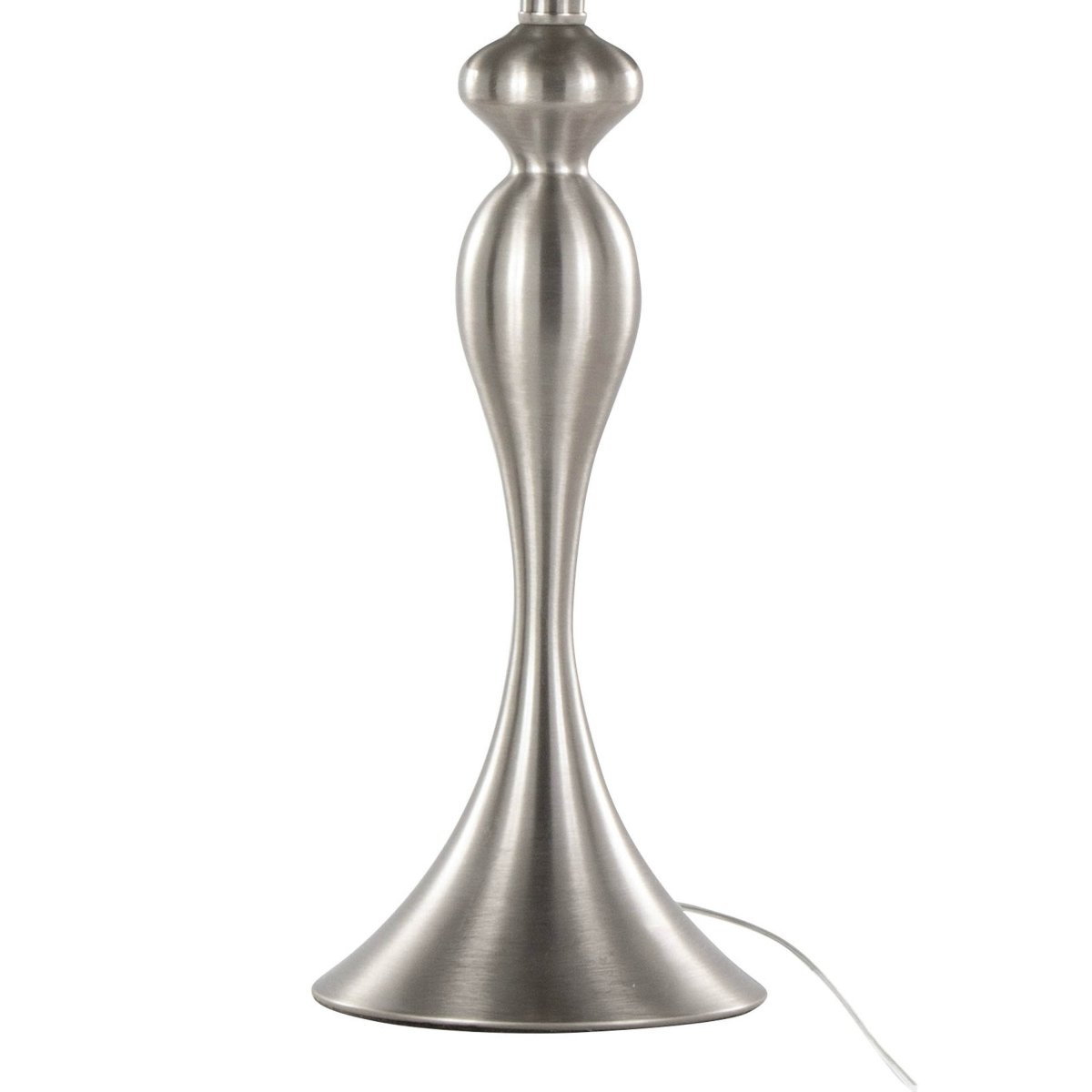 Set of 2 Contemporary Brushed Nickel Table Lamps With Linen Shade - Sleep Galleria