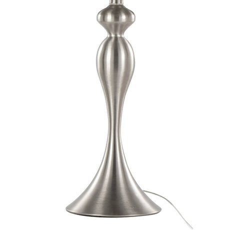 Set of 2 Contemporary Brushed Nickel Table Lamps With Linen Shade - Sleep Galleria