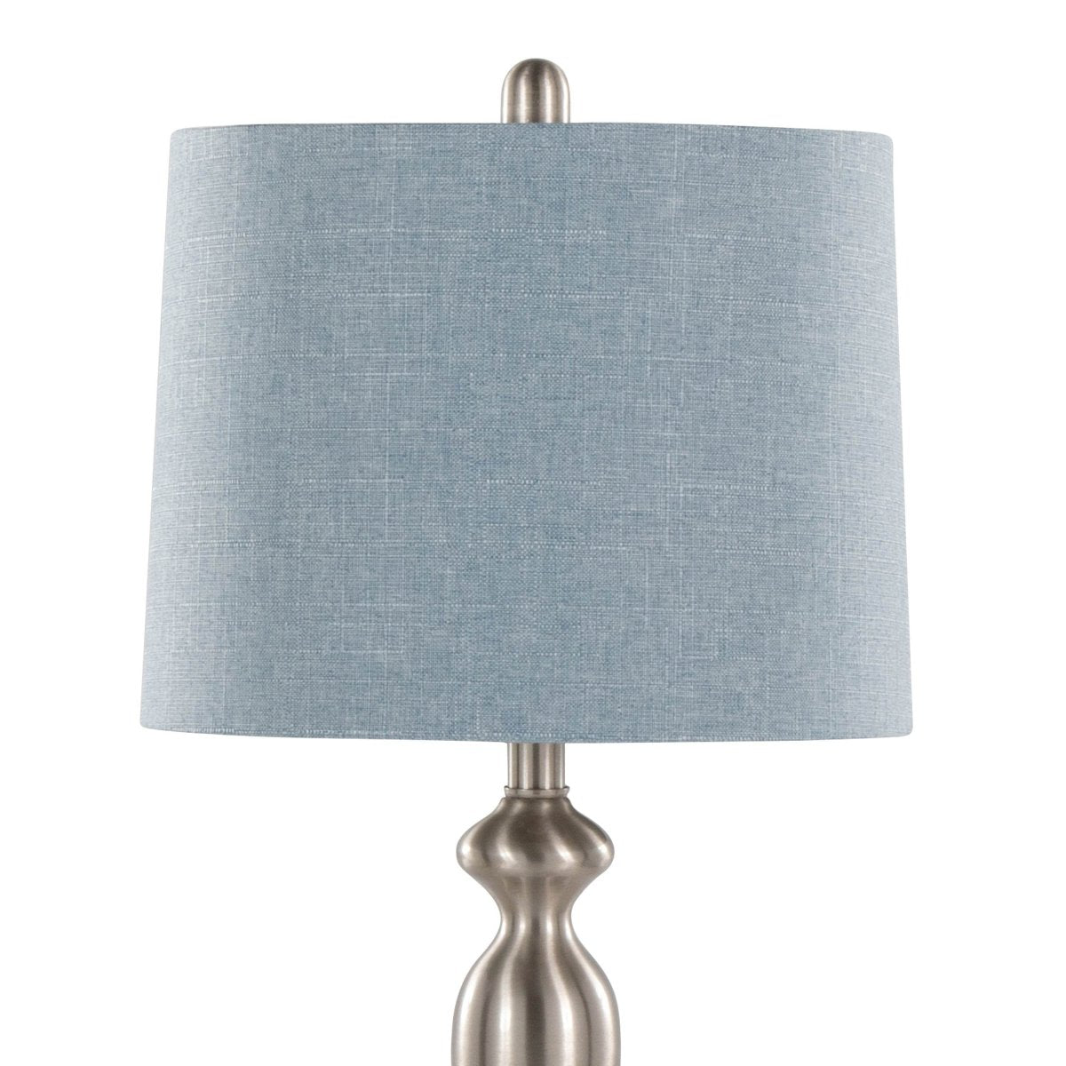 Set Of 2 Contemporary Brushed Nickel Table Lamps With Linen Shade - LumiSource - Sleep Galleria