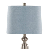 Set Of 2 Contemporary Brushed Nickel Table Lamps With Linen Shade - LumiSource - Sleep Galleria
