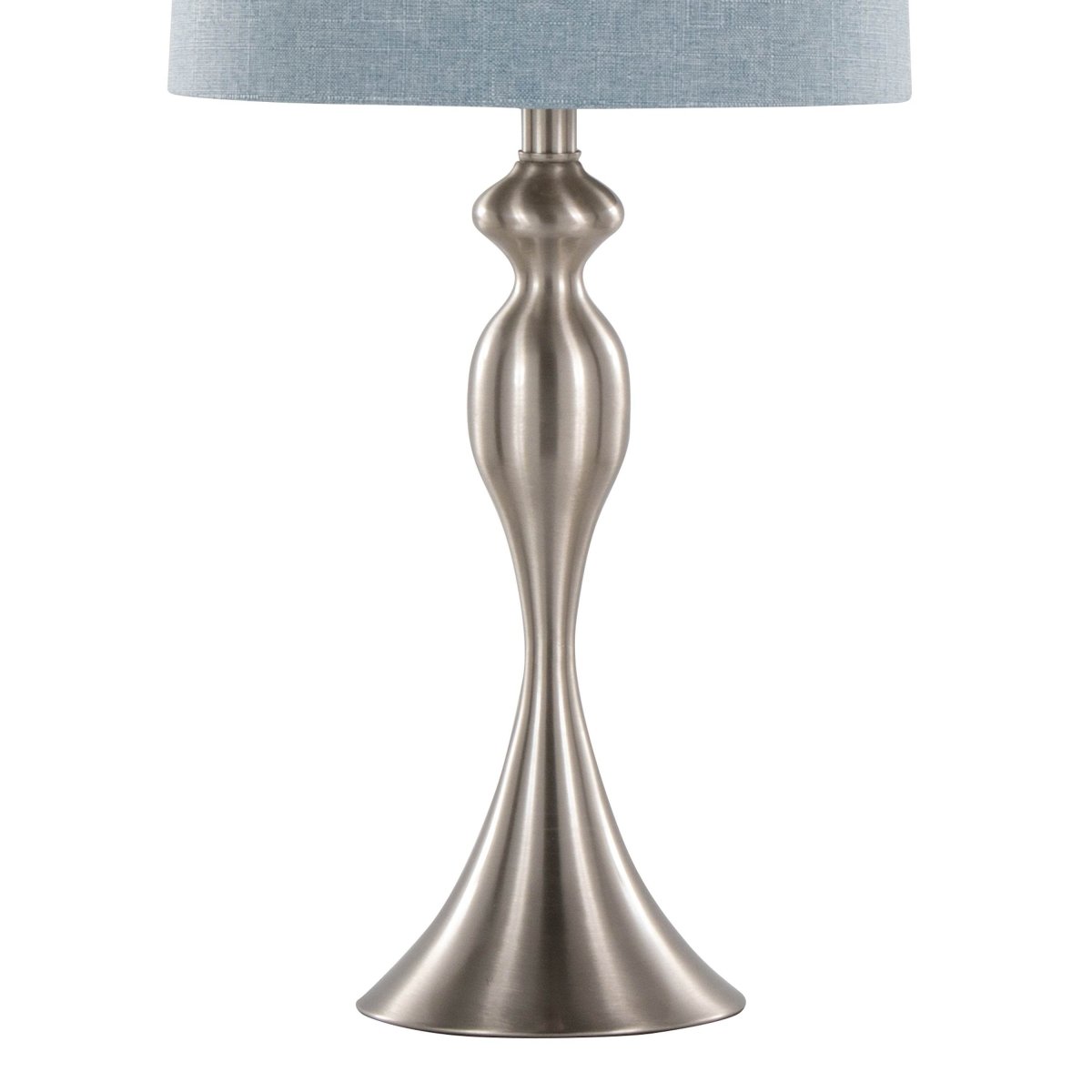 Set Of 2 Contemporary Brushed Nickel Table Lamps With Linen Shade - LumiSource - Sleep Galleria