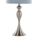 Set Of 2 Contemporary Brushed Nickel Table Lamps With Linen Shade - LumiSource - Sleep Galleria