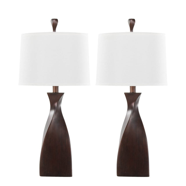 Set Of 2 Contemporary Copper Bronze Linen Table Lamps - Sleep Galleria