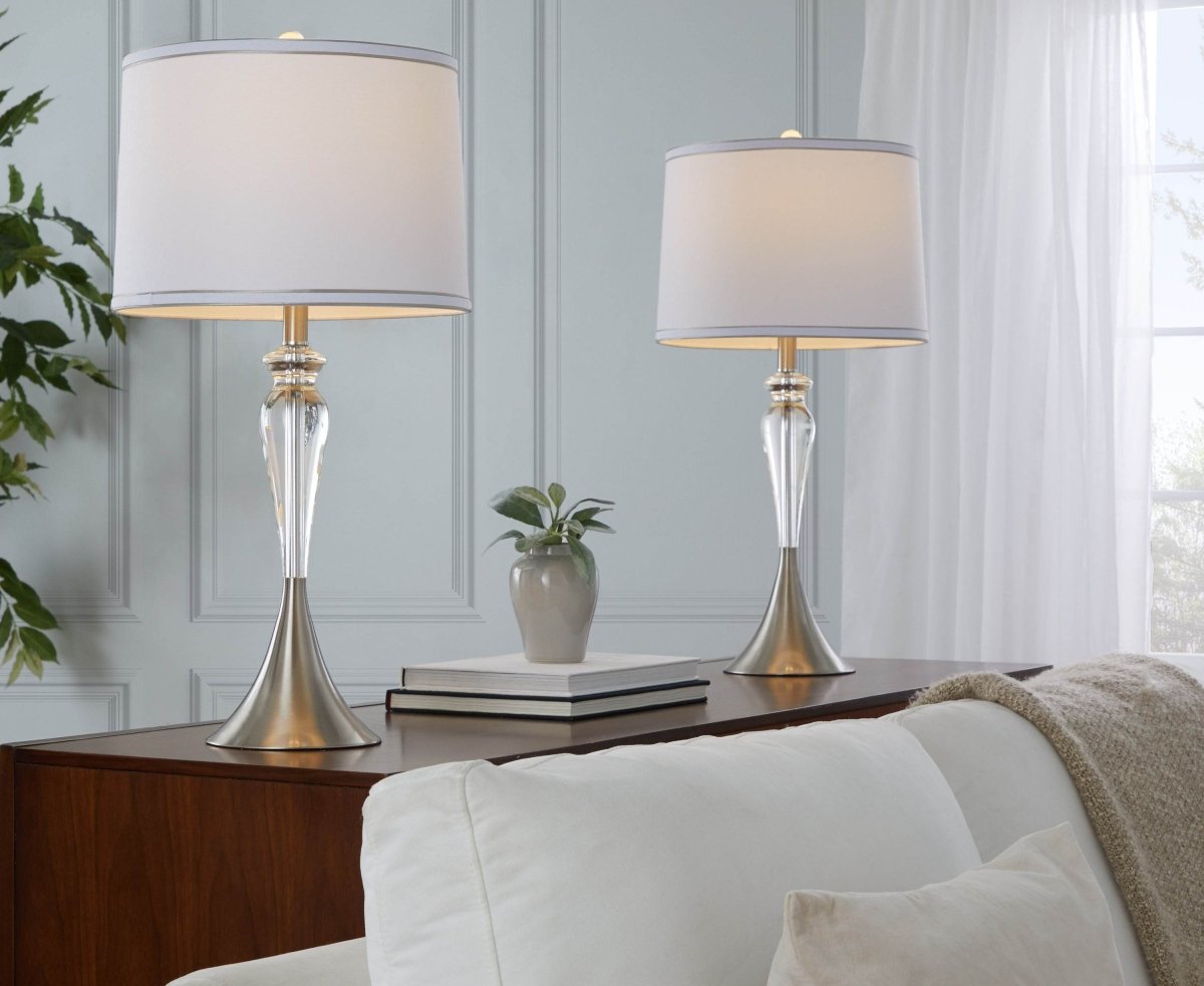 Set Of 2 Contemporary Crystal Table Lamps With Shades - LumiSource - Sleep Galleria