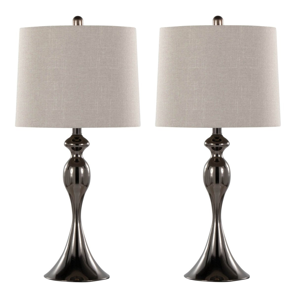 Set Of 2 Contemporary Gun Metal Table Lamps With Linen Shade - LumiSource - Sleep Galleria