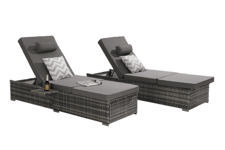 2 - Piece Outdoor Adjustable Rattan Chaise Lounge Chair Set - Lunara - Sleep Galleria