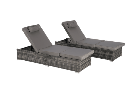 2 - Piece Outdoor Adjustable Rattan Chaise Lounge Chair Set - Lunara - Sleep Galleria