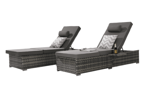 2 - Piece Outdoor Adjustable Rattan Chaise Lounge Chair Set - Lunara - Sleep Galleria