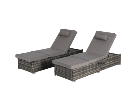 2 - Piece Outdoor Adjustable Rattan Chaise Lounge Chair Set - Lunara - Sleep Galleria