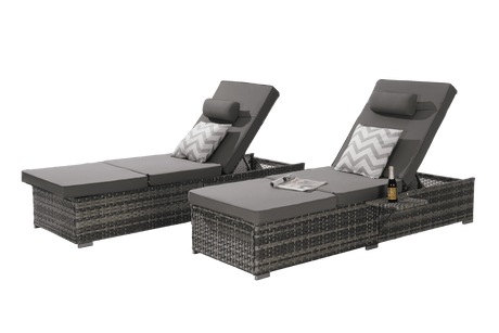 2 - Piece Outdoor Adjustable Rattan Chaise Lounge Chair Set - Lunara - Sleep Galleria