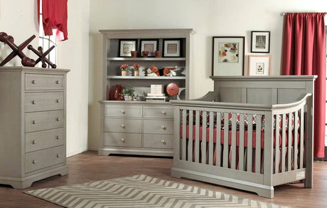 4 - in - 1 Convertible Solid Wood Gray Crib - Lunara - Sleep Galleria