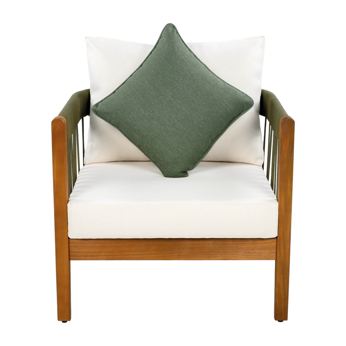 Acacia Wood Outdoor Club Chair With Handwoven Rope - Lunara - Sleep Galleria