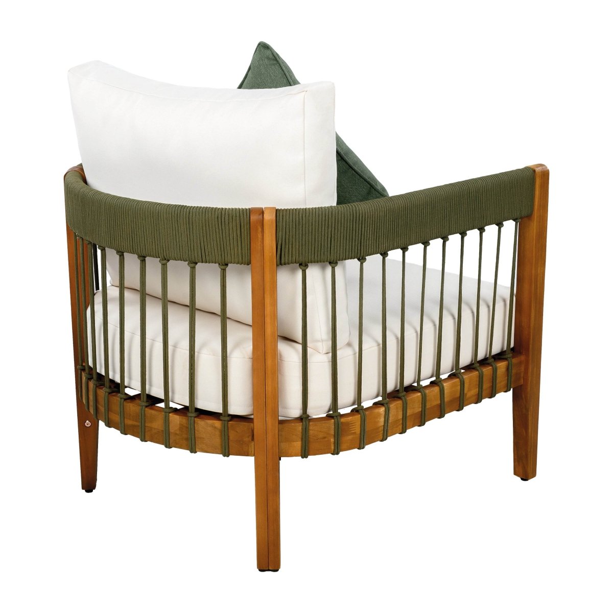 Acacia Wood Outdoor Club Chair With Handwoven Rope - Lunara - Sleep Galleria