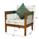 Acacia Wood Outdoor Club Chair With Handwoven Rope - Lunara - Sleep Galleria