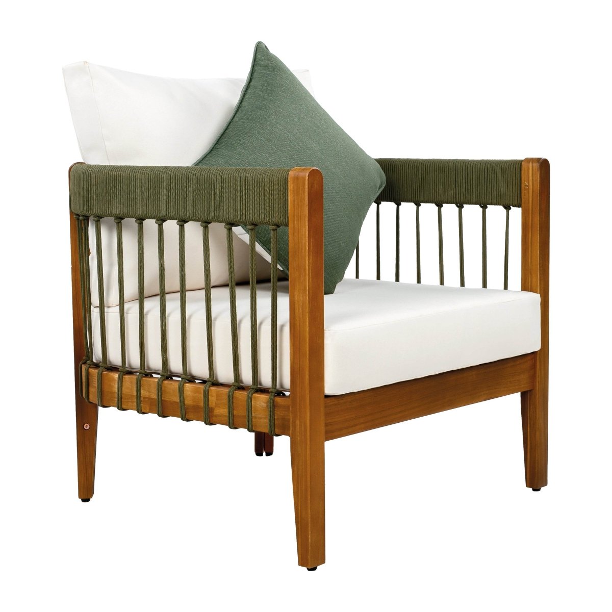 Acacia Wood Outdoor Club Chair With Handwoven Rope - Lunara - Sleep Galleria
