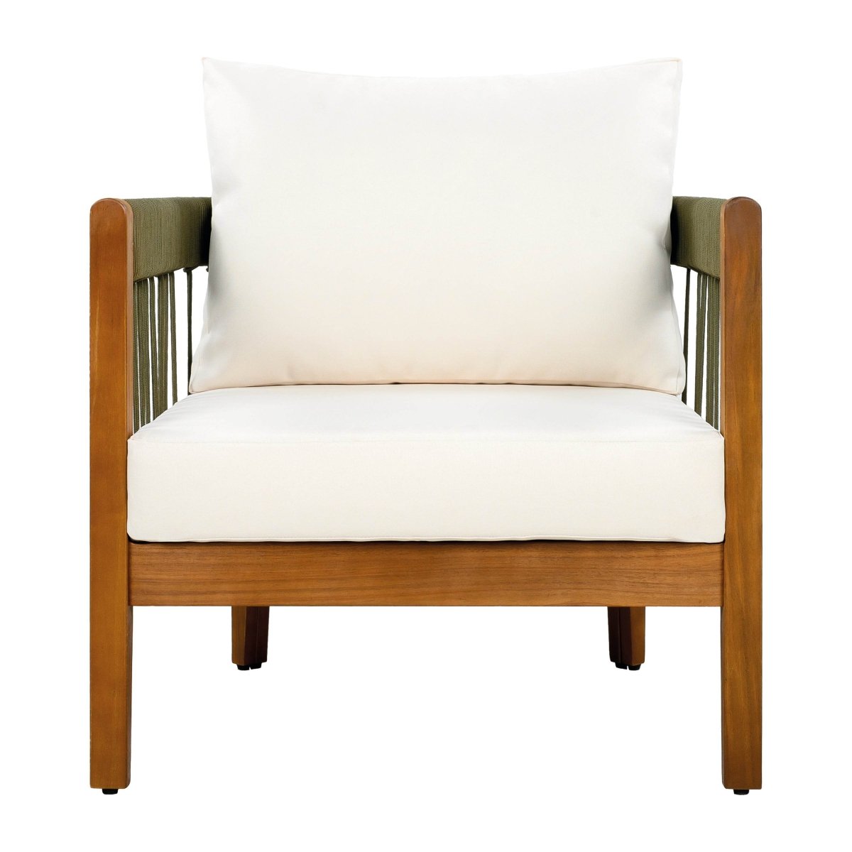 Acacia Wood Outdoor Club Chair With Handwoven Rope - Lunara - Sleep Galleria
