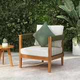 Acacia Wood Outdoor Club Chair With Handwoven Rope - Lunara - Sleep Galleria