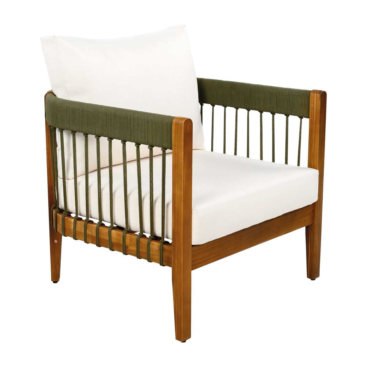 Acacia Wood Outdoor Club Chair With Handwoven Rope - Lunara - Sleep Galleria