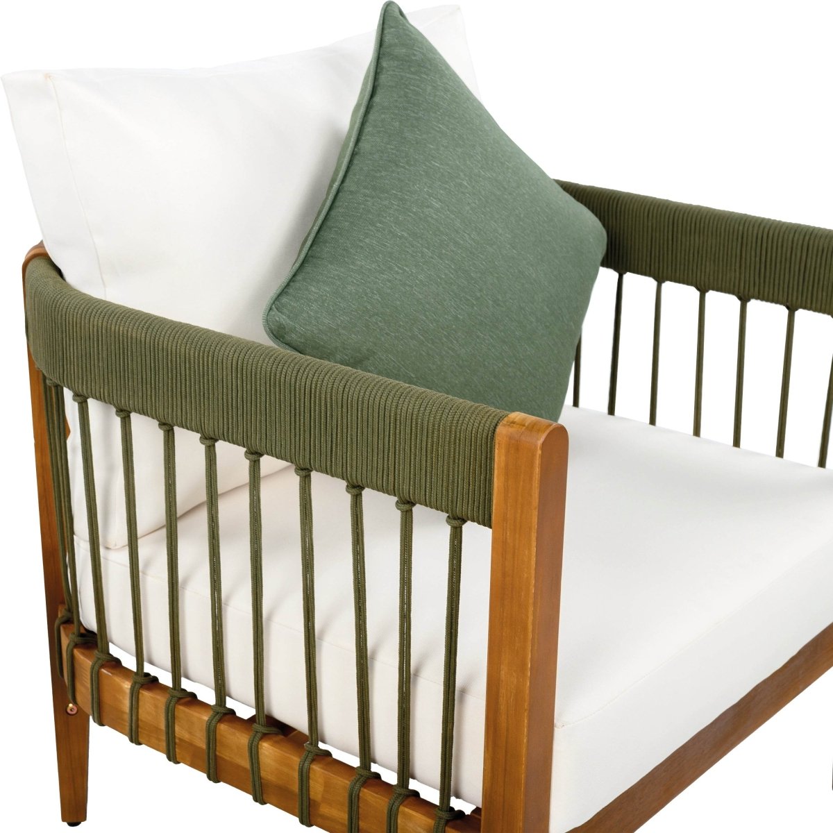 Acacia Wood Outdoor Club Chair With Handwoven Rope - Lunara - Sleep Galleria